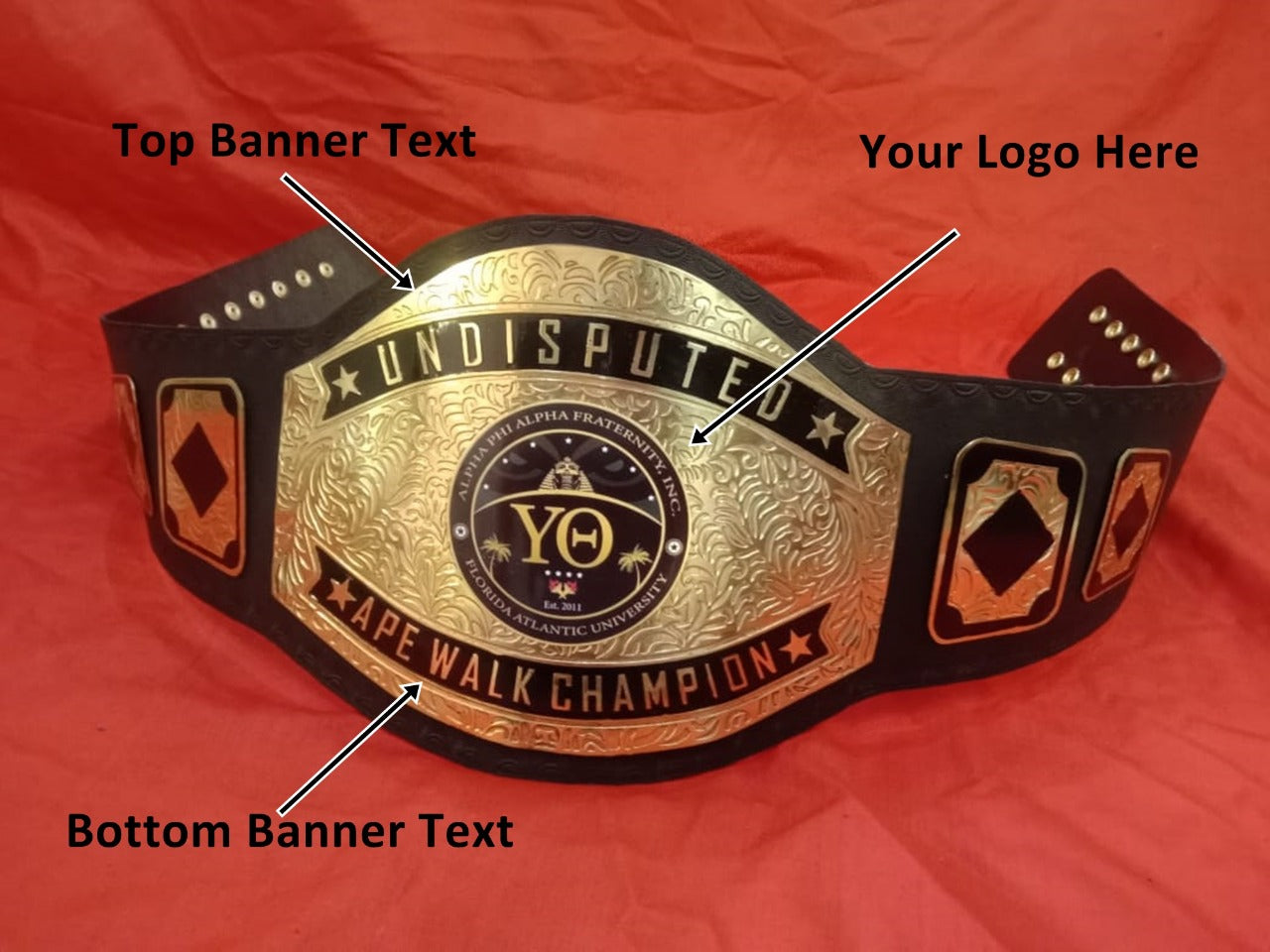 Custom Name and YO Logo For University Wrestling Championship Belt - Customize Wrestling Belts