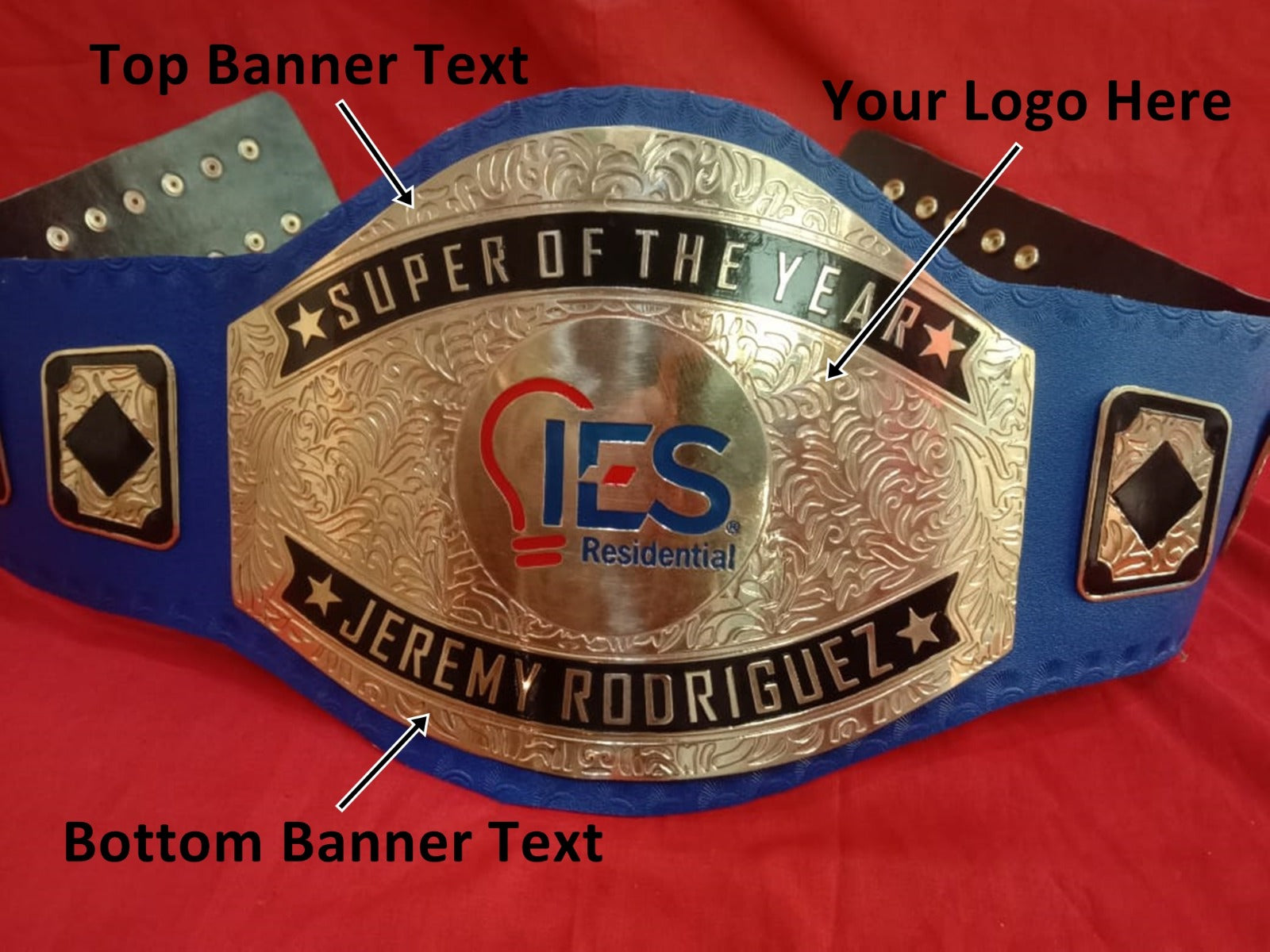 Custom Name And Bulb IES Residential Logo Championship Belt - Customize Wrestling Belts