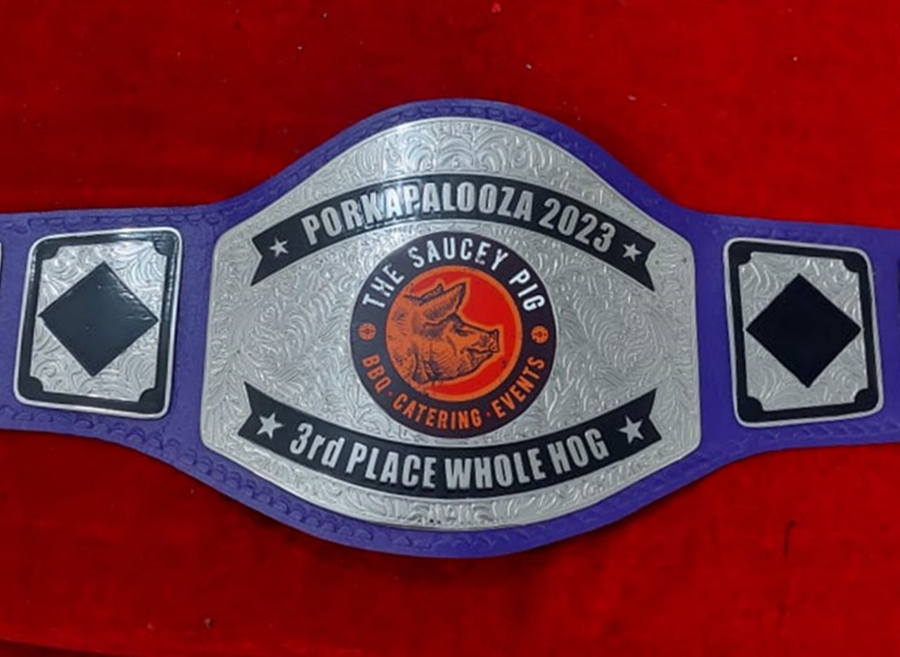 Custom Name and The SAUCEY PIG Logo Wrestling Championship Belt - Customize Wrestling Belts