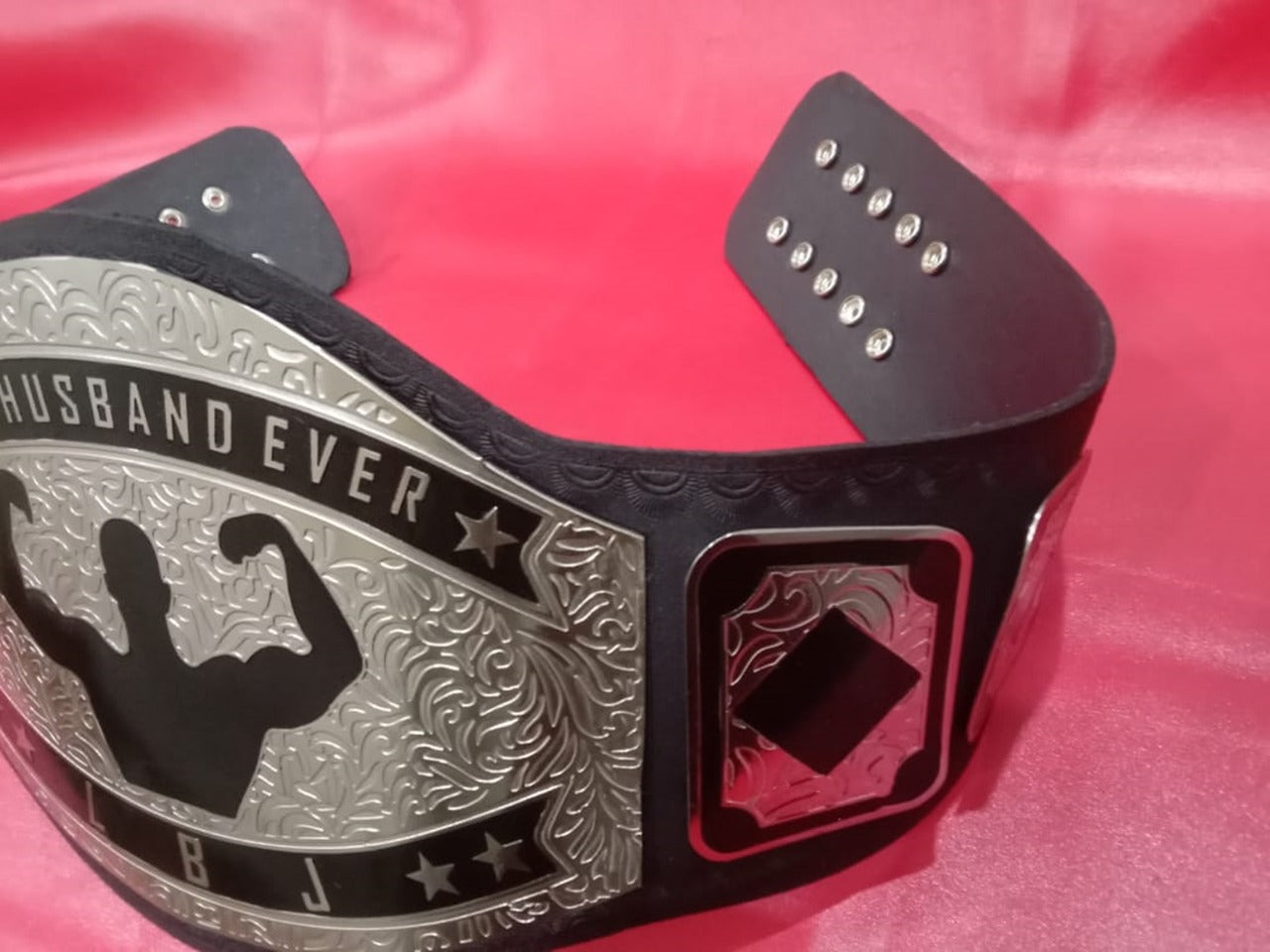 Custom Name and Hands Up Logo For Hubby Wrestling Championship Belt - Customize Wrestling Belts