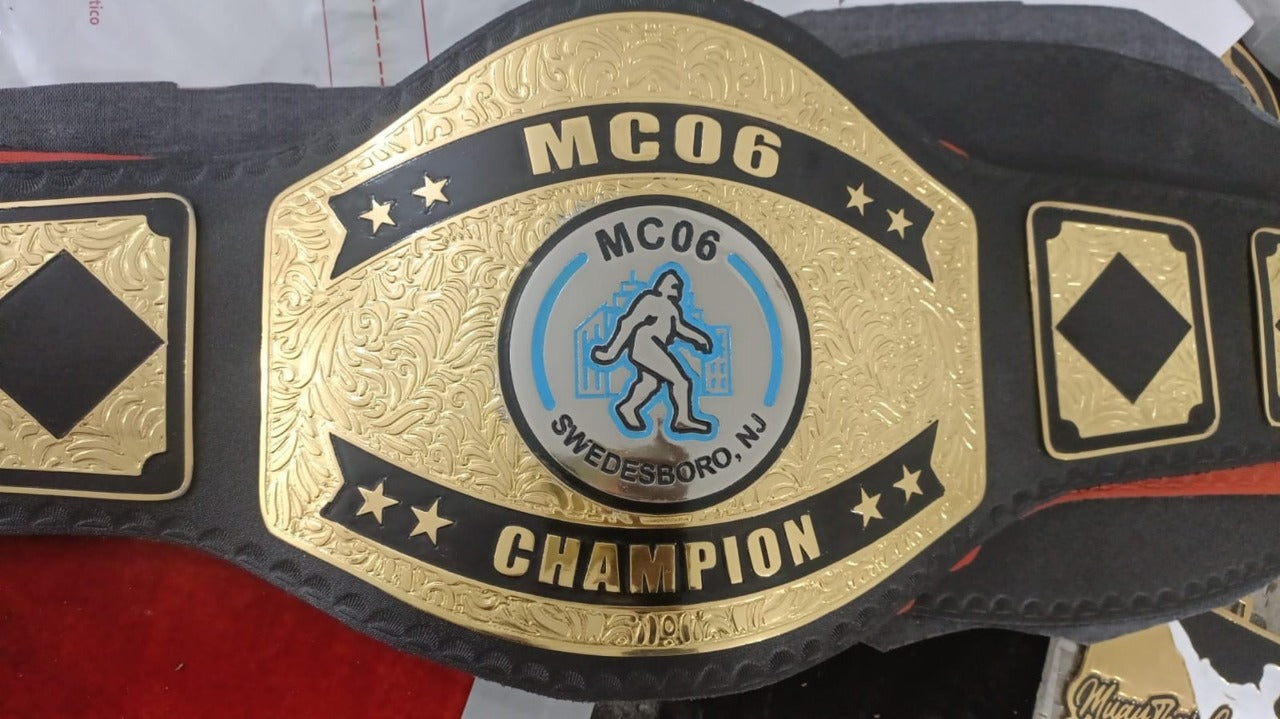 Custom Name and MC 06 Swedesboro NJ Logo Wrestling Championship Belt - Customize Wrestling Belts