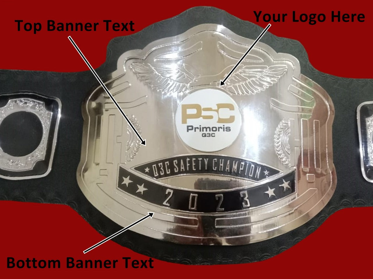 Custom Name and Primoris Q3C Logo Wrestling Championship Belt - Customize Wrestling Belts