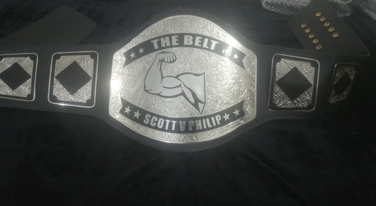 Custom Name and Punching Bicep Arm Logo Wrestling Championship Belt - Customize Wrestling Belts