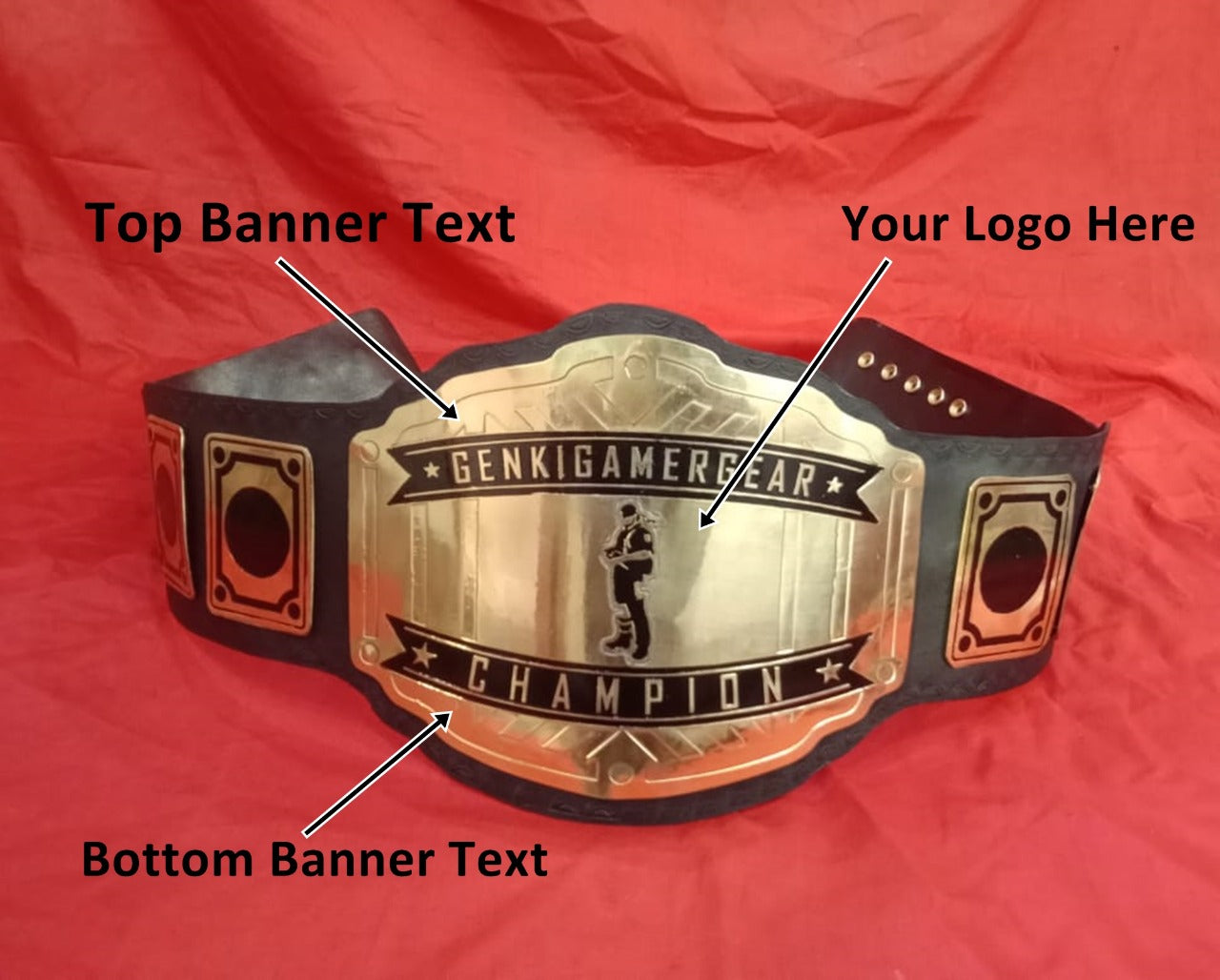 Custom Name and Genik Gamer Gear Logo Wrestling Championship Belt - Customize Wrestling Belts